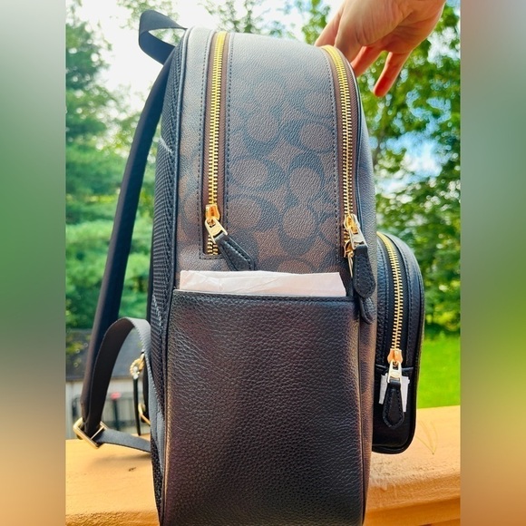 Coach Signature Brown Black Pebble Leather Backpack NWT​ - Picture 5 of 7
